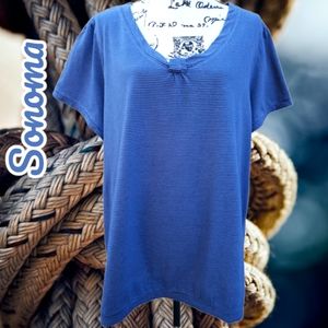 Sonoma Blue Striped V-Neck Top